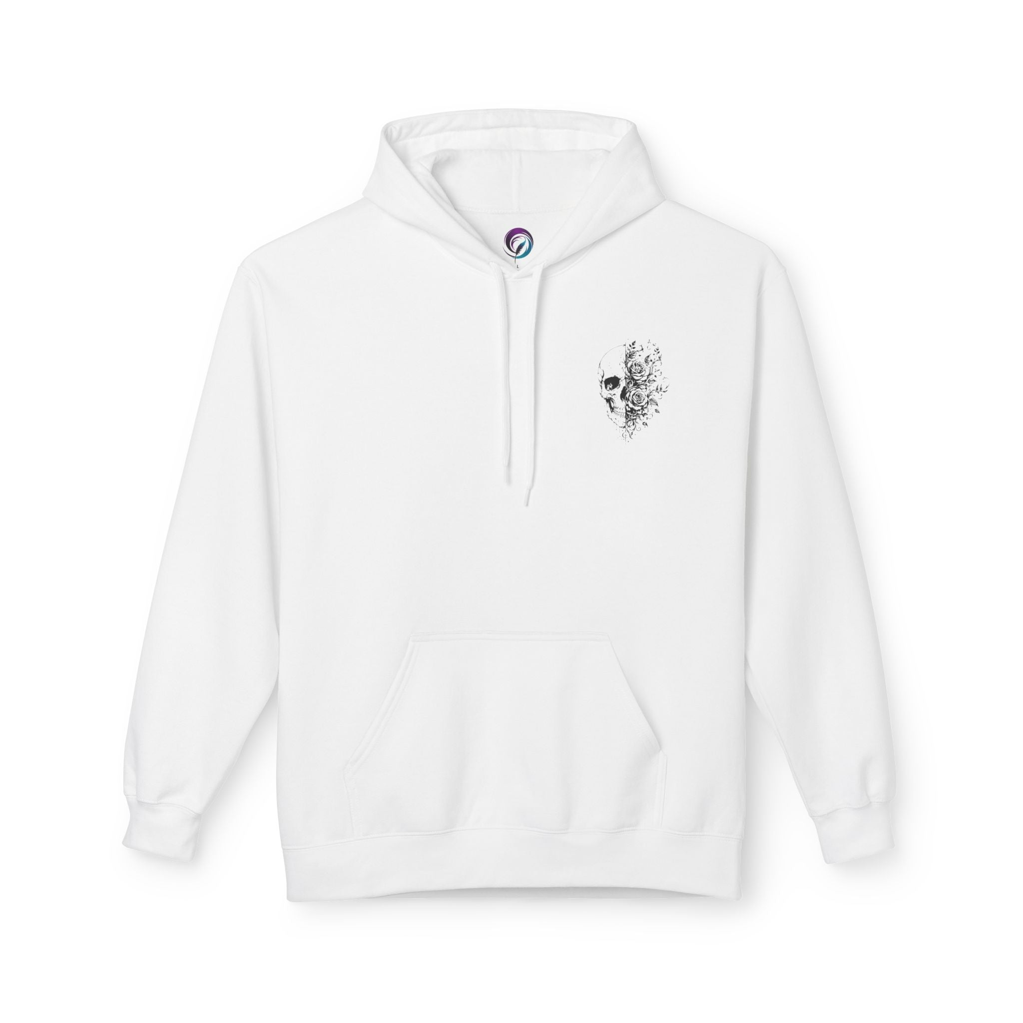 Skull & Roses Hoodie — Floral Half-Skull Graphic Pullover