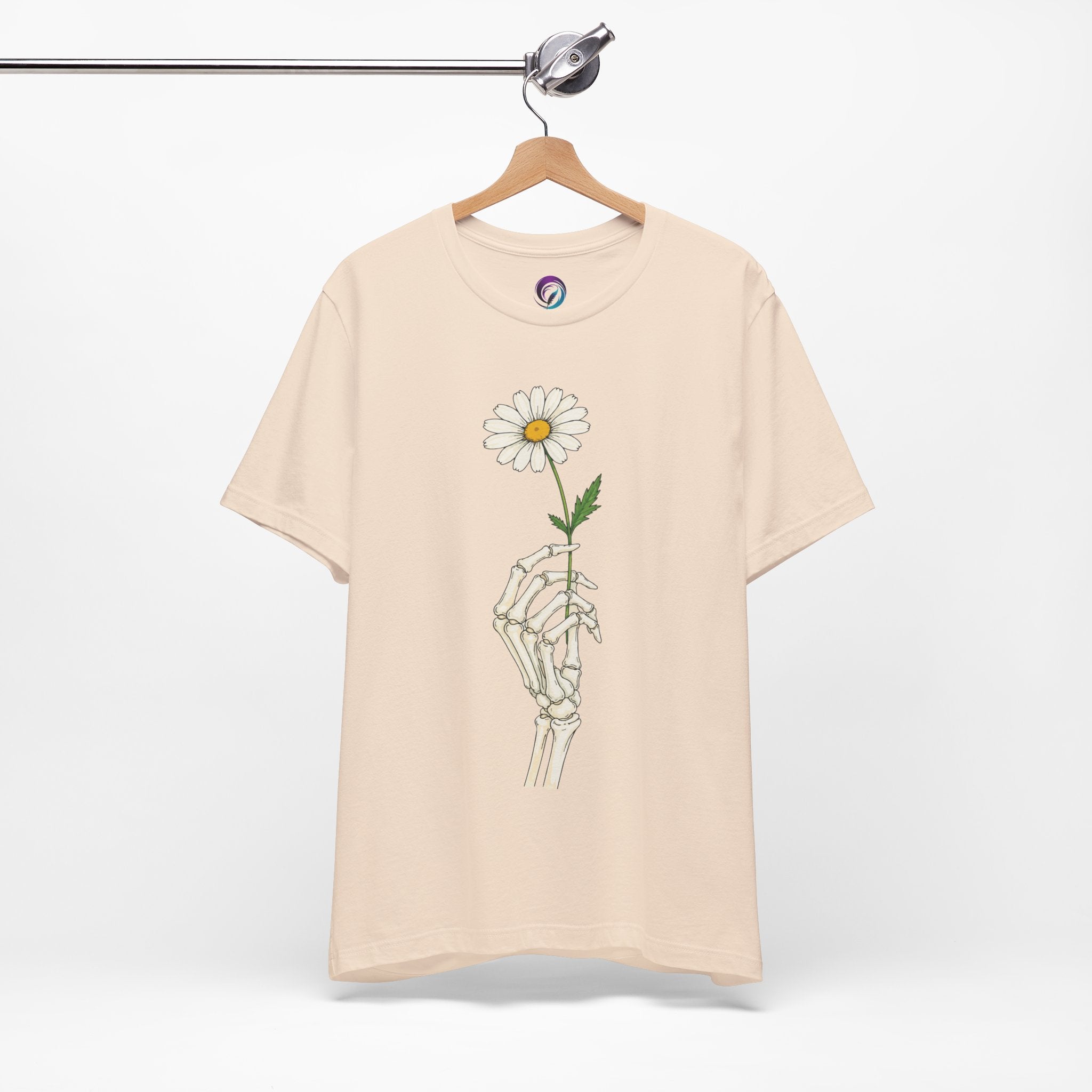 Skeleton Hand Daisy T‑Shirt — Gothic Floral Tee for Casual & Festival Wear