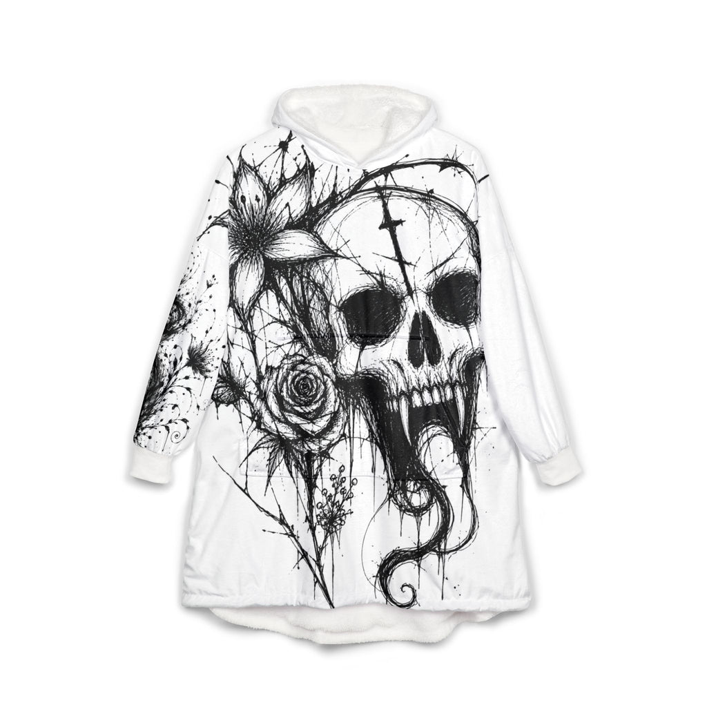 Skull & Floral Hooded Blanket — Gothic Skull Floral blanket hoodie