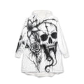 Skull & Floral Hooded Blanket — Gothic Skull Floral blanket hoodie