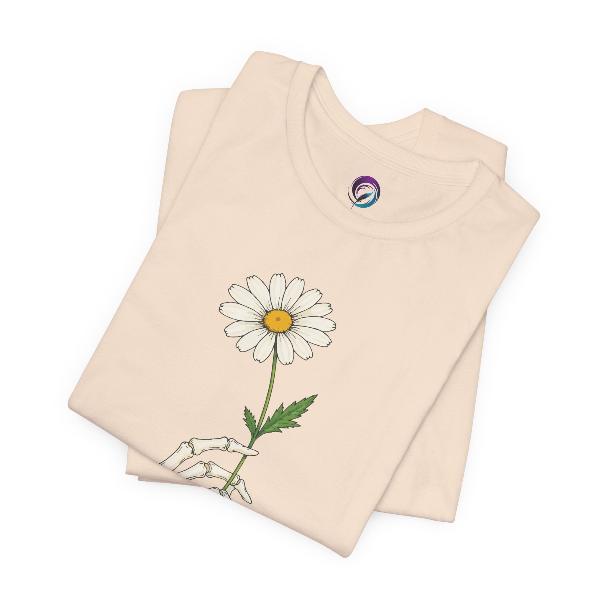 Skeleton Hand Daisy T‑Shirt — Gothic Floral Tee for Casual & Festival Wear