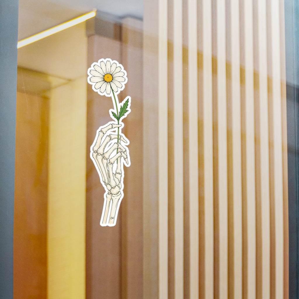 Skeleton Hand Daisy Sticker – Kiss-Cut Vinyl Decal
