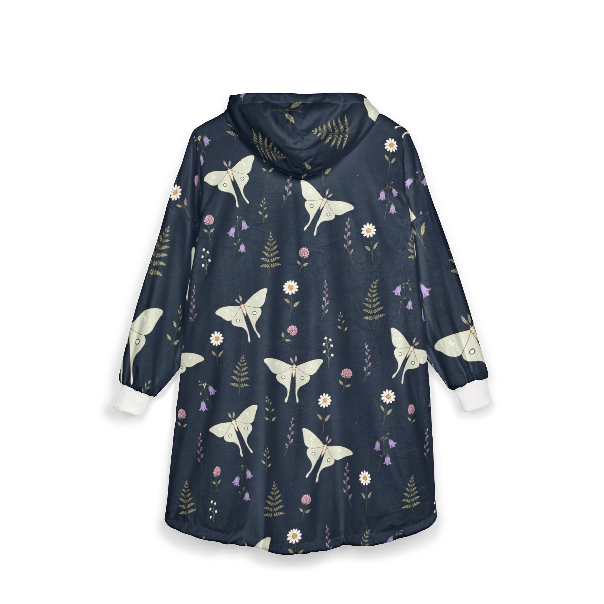 Hooded Blanket — Night Moth Floral Sherpa Hoodie Blanket