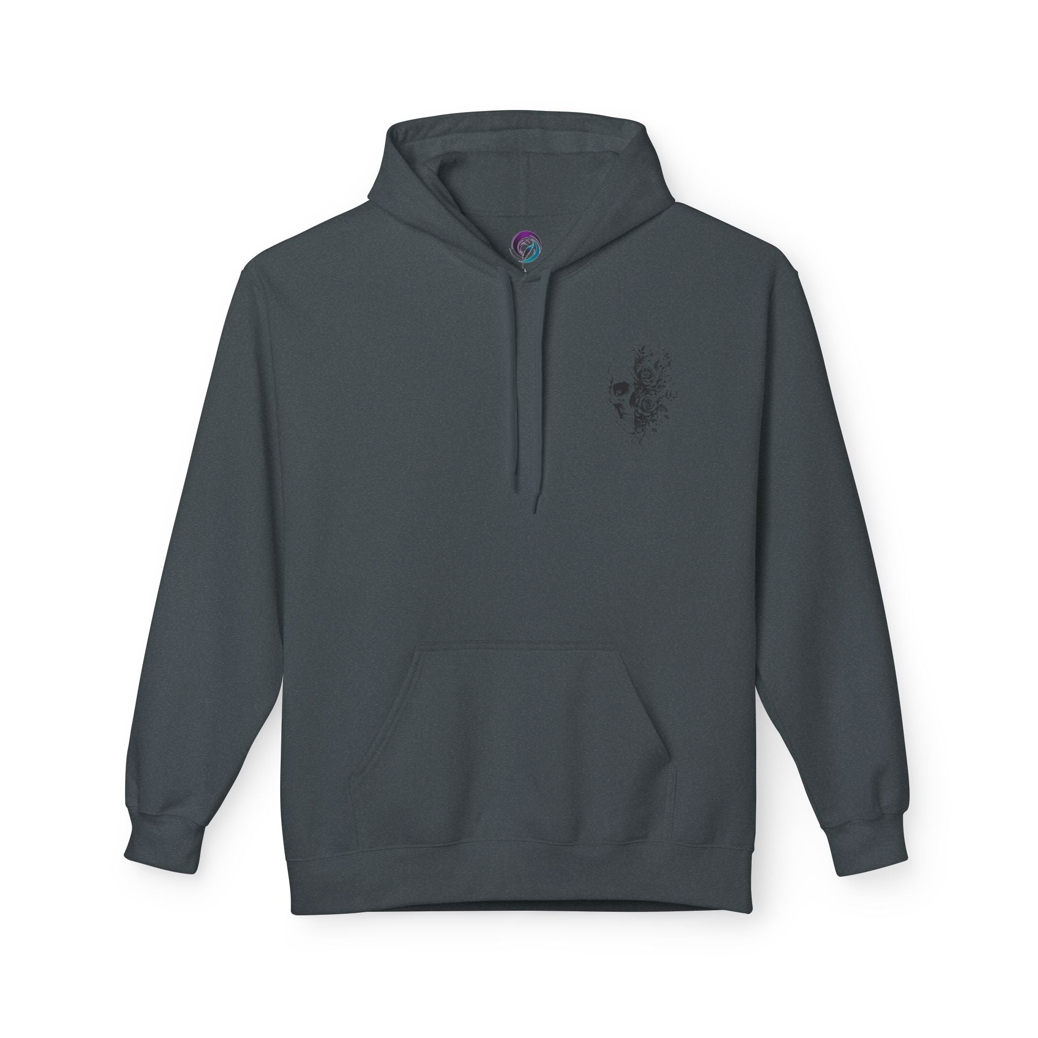 Skull & Roses Hoodie — Floral Half-Skull Graphic Pullover