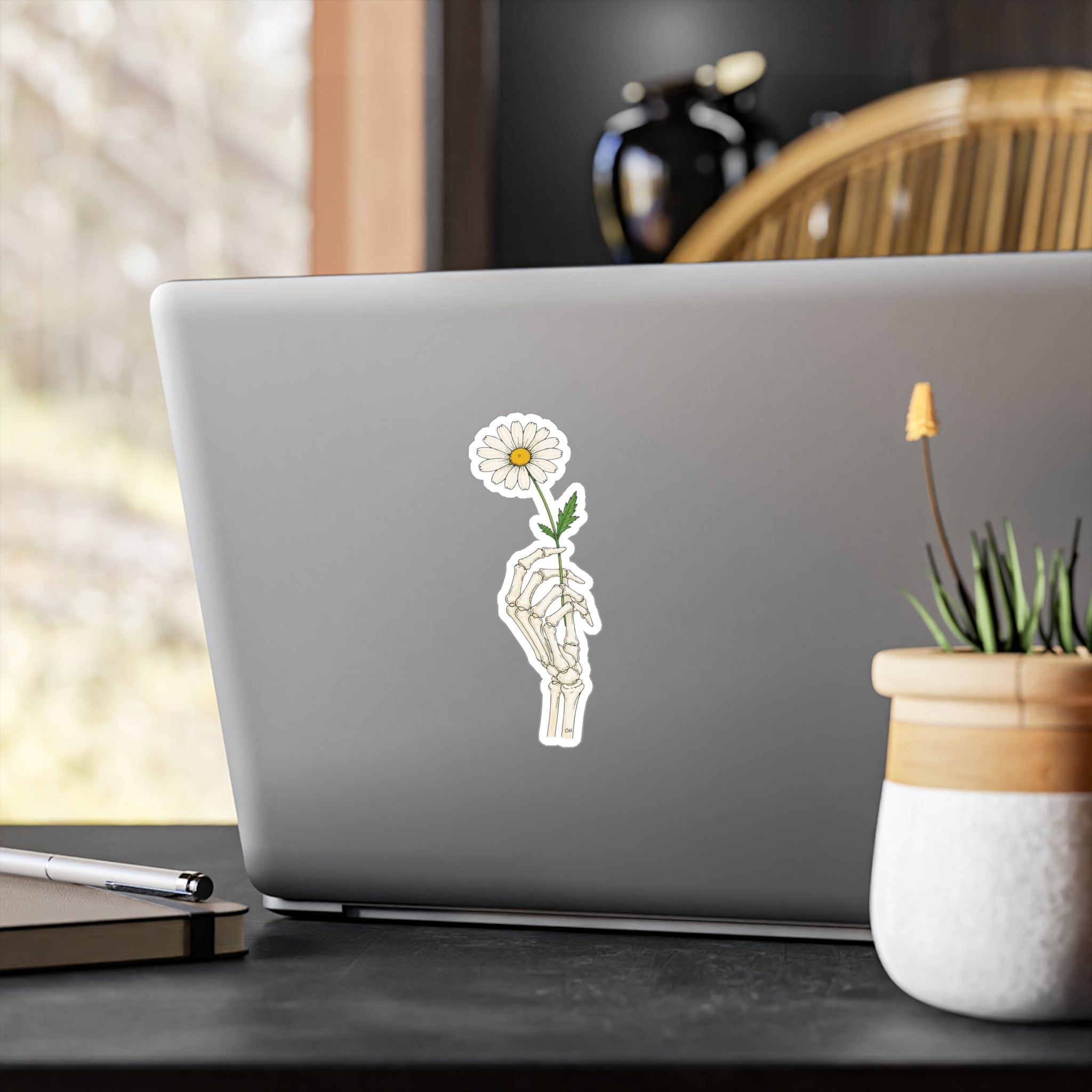 Skeleton Hand Daisy Sticker – Kiss-Cut Vinyl Decal