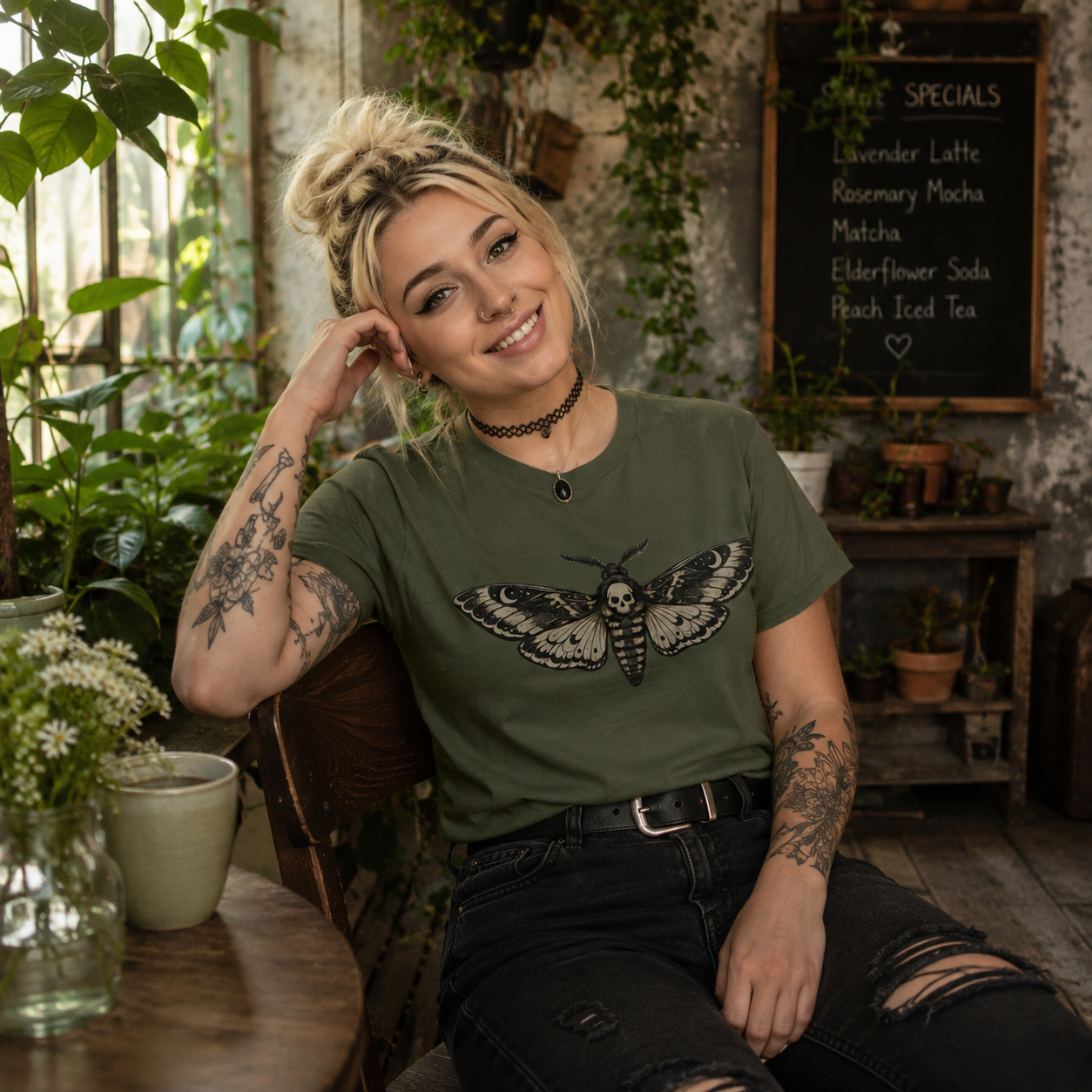 Death's-Head Moth T-Shirt — Gothic Skull Moth Graphic Tee