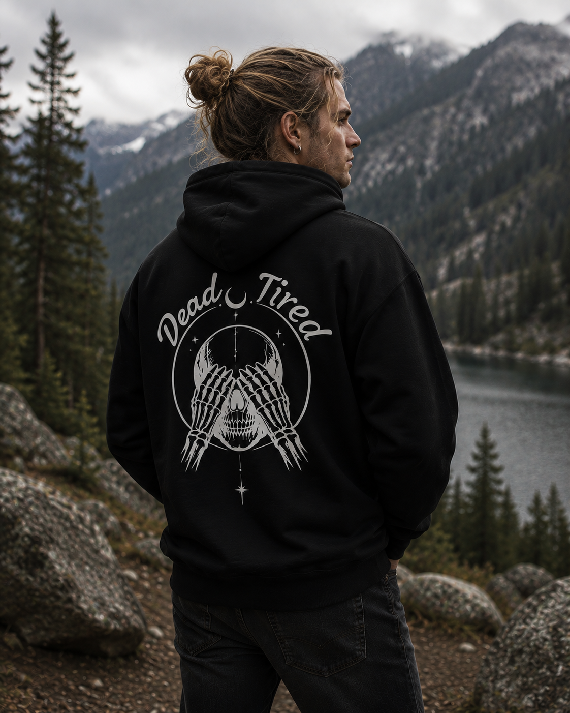 Dead Tired Skull Hoodie — Gothic Skeleton Pullover