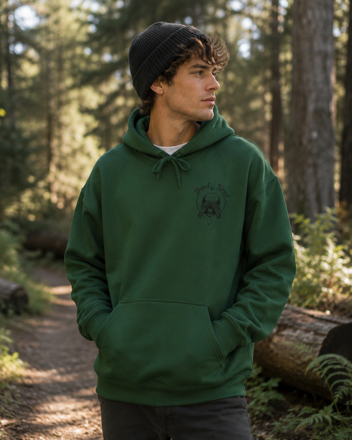 Dead Tired Skull Hoodie — Gothic Skeleton Pullover