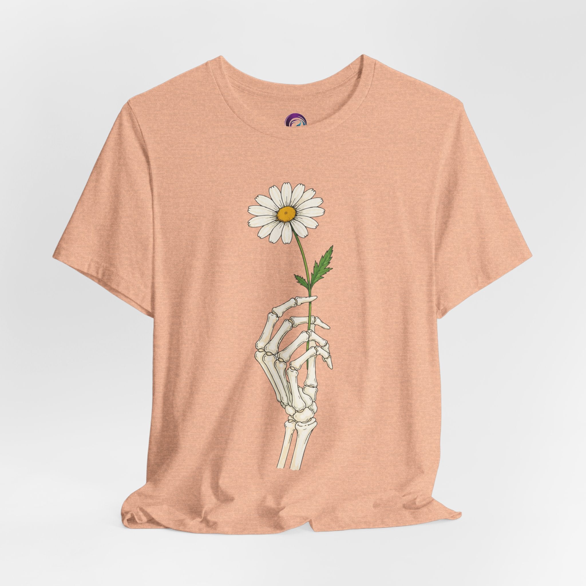 Skeleton Hand Daisy T‑Shirt — Gothic Floral Tee for Casual & Festival Wear