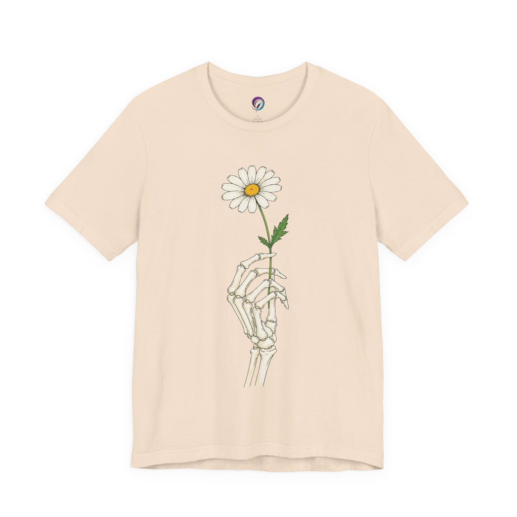 Skeleton Hand Daisy T‑Shirt — Gothic Floral Tee for Casual & Festival Wear