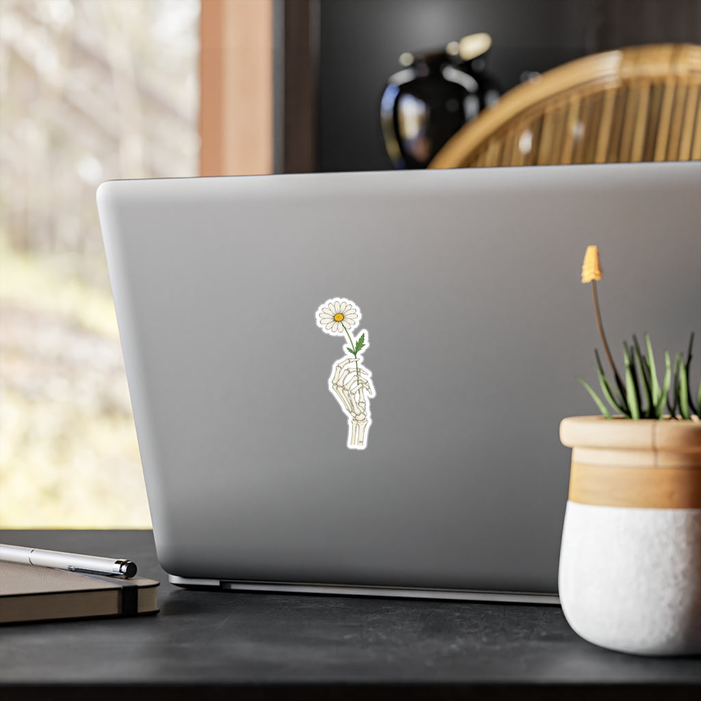 Skeleton Hand Daisy Sticker – Kiss-Cut Vinyl Decal