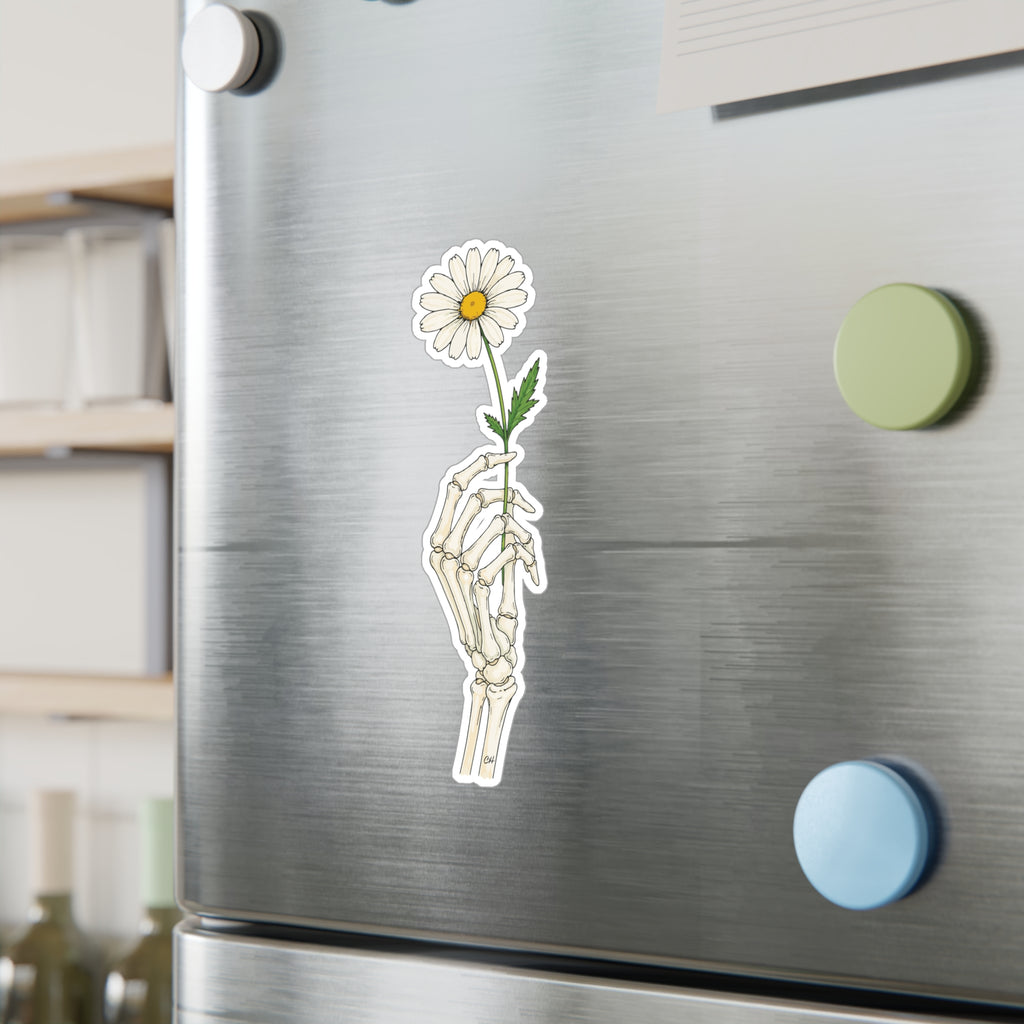Skeleton Hand Daisy Sticker – Kiss-Cut Vinyl Decal