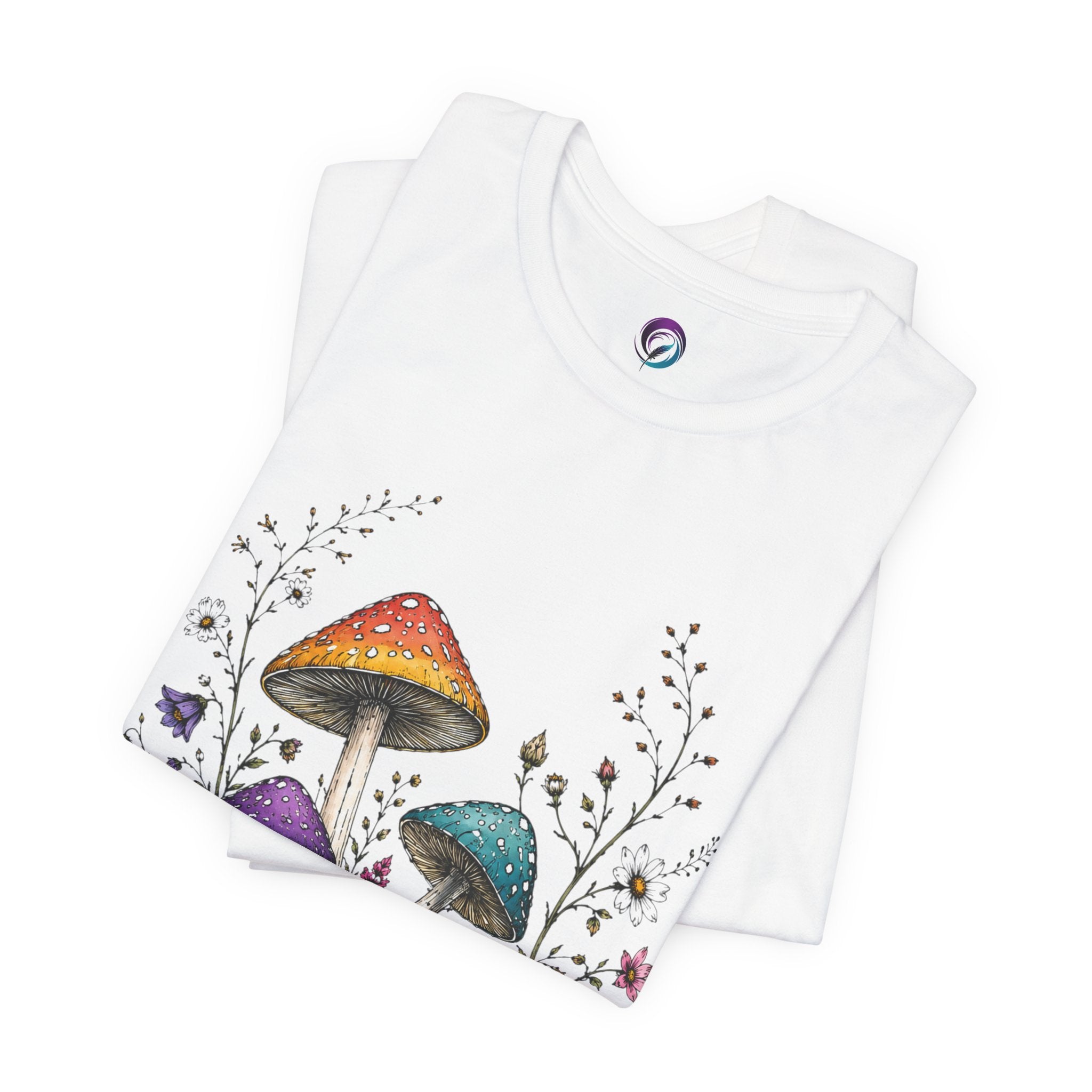 Mushroom Garden Tee — Colorful Forest Fungi Graphic T-Shirt