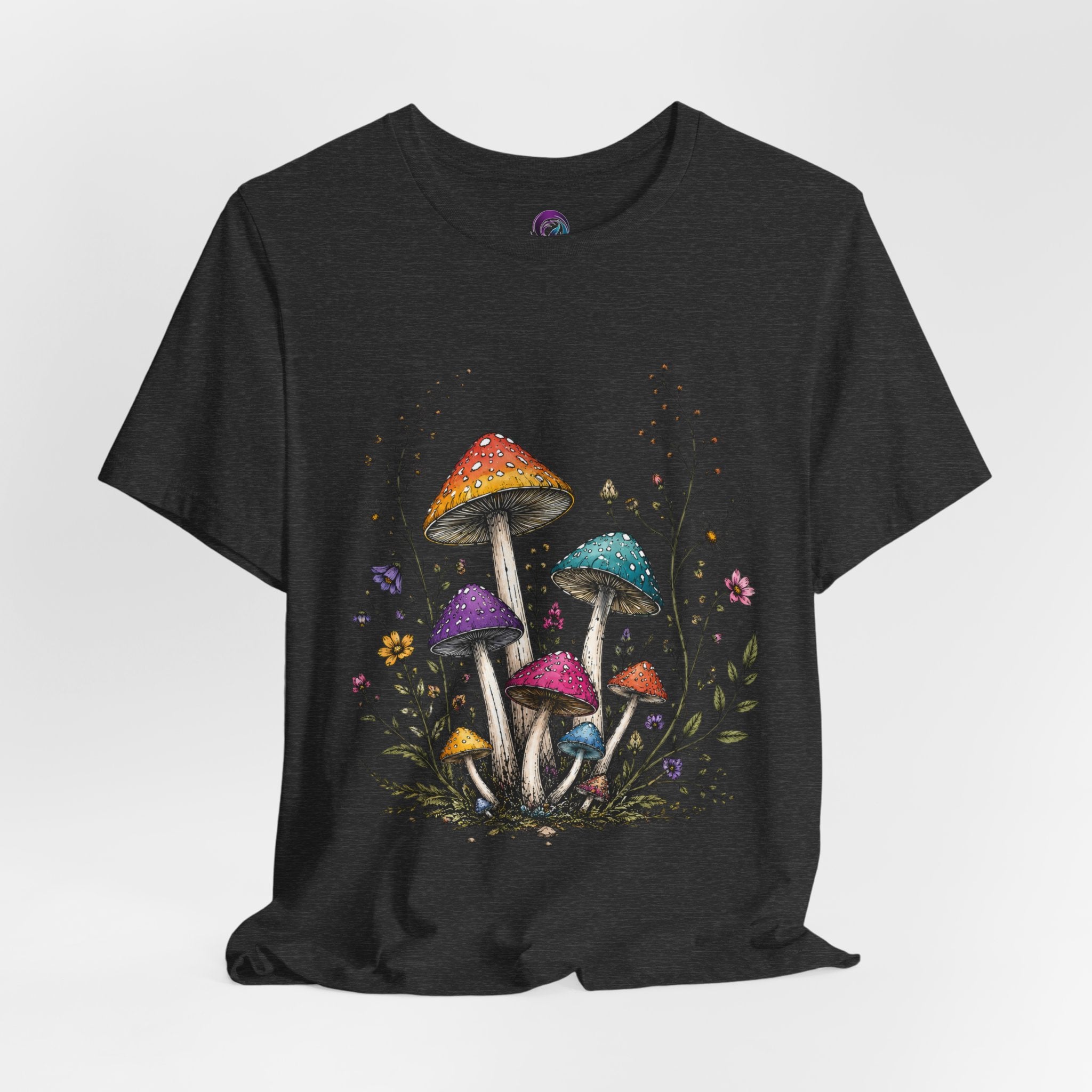 Mushroom Garden Tee — Colorful Forest Fungi Graphic T-Shirt