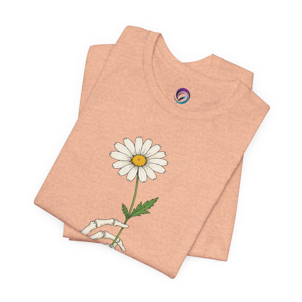 Skeleton Hand Daisy T‑Shirt — Gothic Floral Tee for Casual & Festival Wear