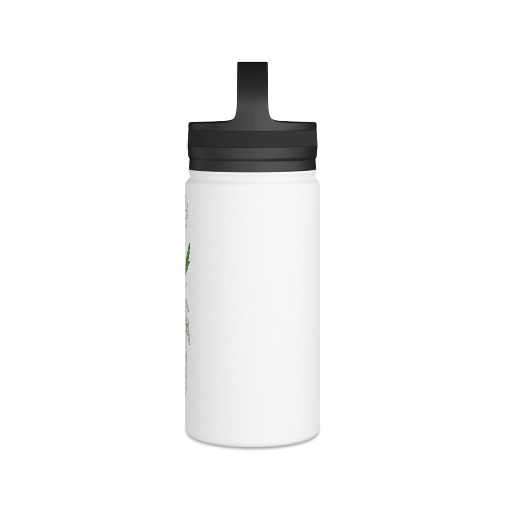 Skeleton Hand with Daisy Stainless Steel Water Bottle — Floral Goth Insulated Bottle with Handle Lid