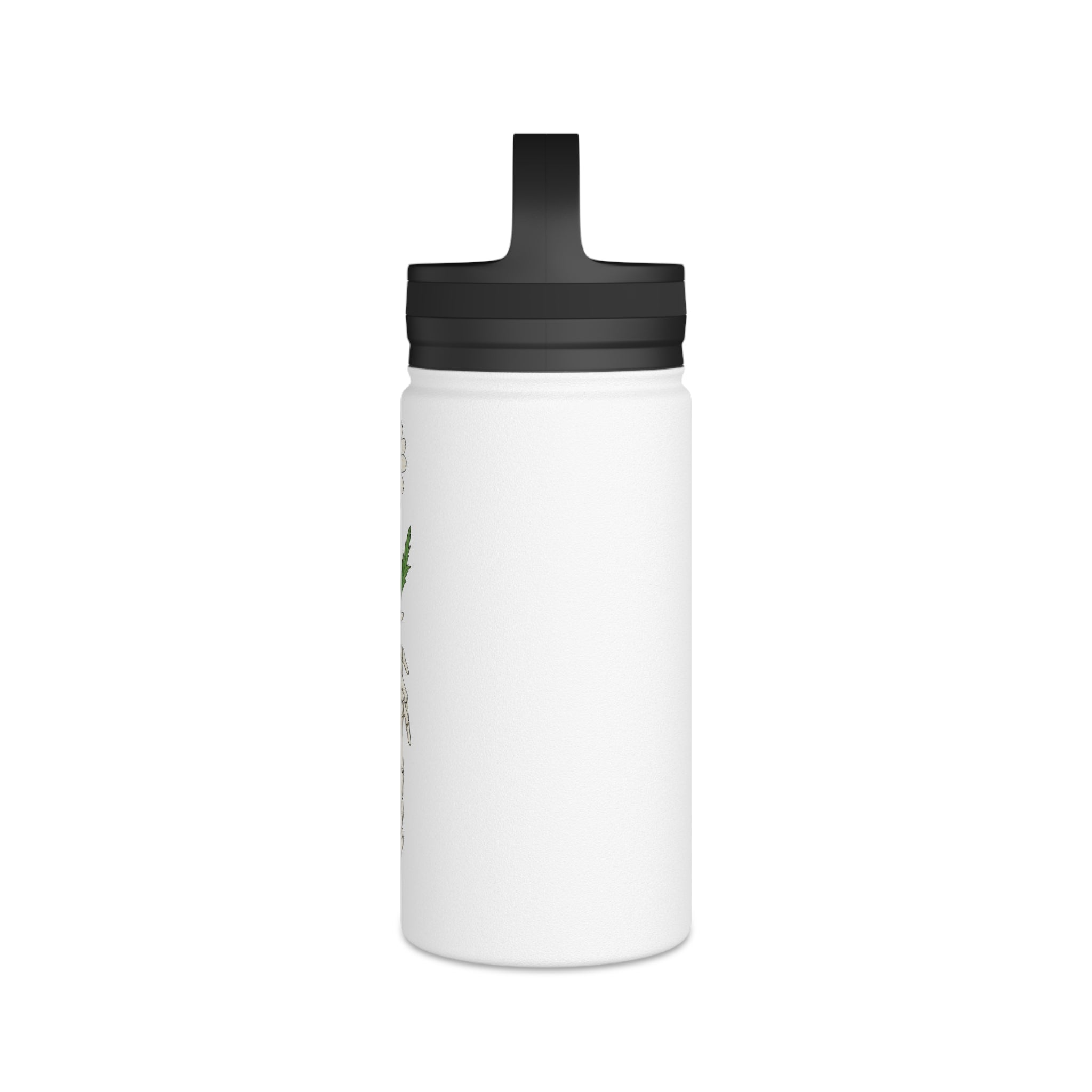 Skeleton Hand with Daisy Stainless Steel Water Bottle — Floral Goth Insulated Bottle with Handle Lid