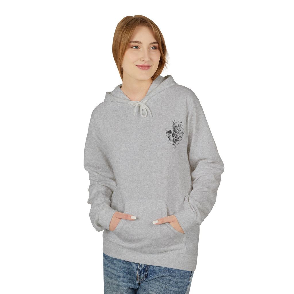 Skull & Roses Hoodie — Floral Half-Skull Graphic Pullover