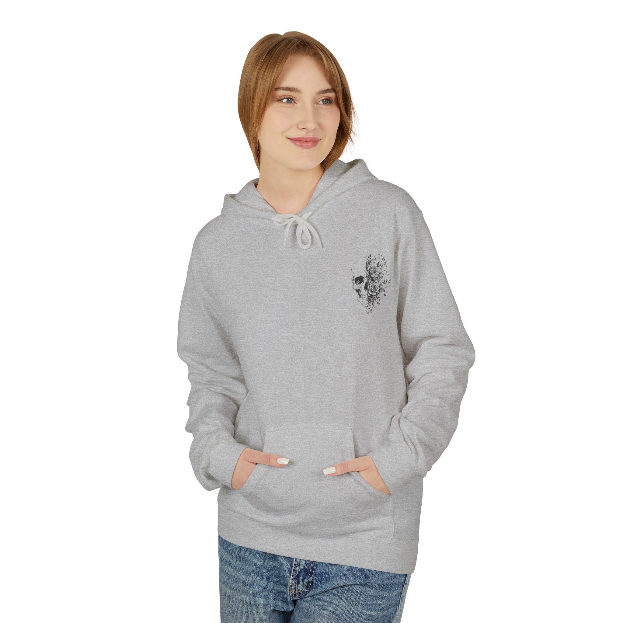 Skull & Roses Hoodie — Floral Half-Skull Graphic Pullover