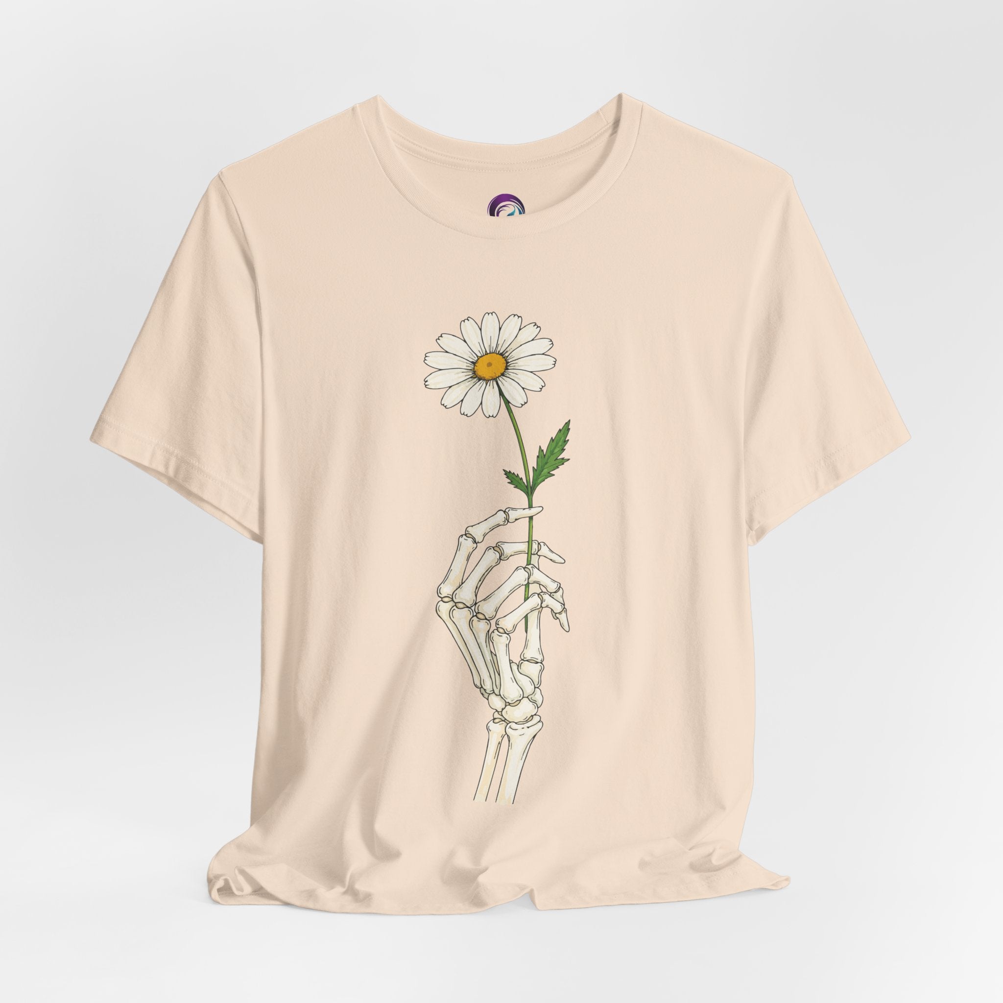 Skeleton Hand Daisy T‑Shirt — Gothic Floral Tee for Casual & Festival Wear