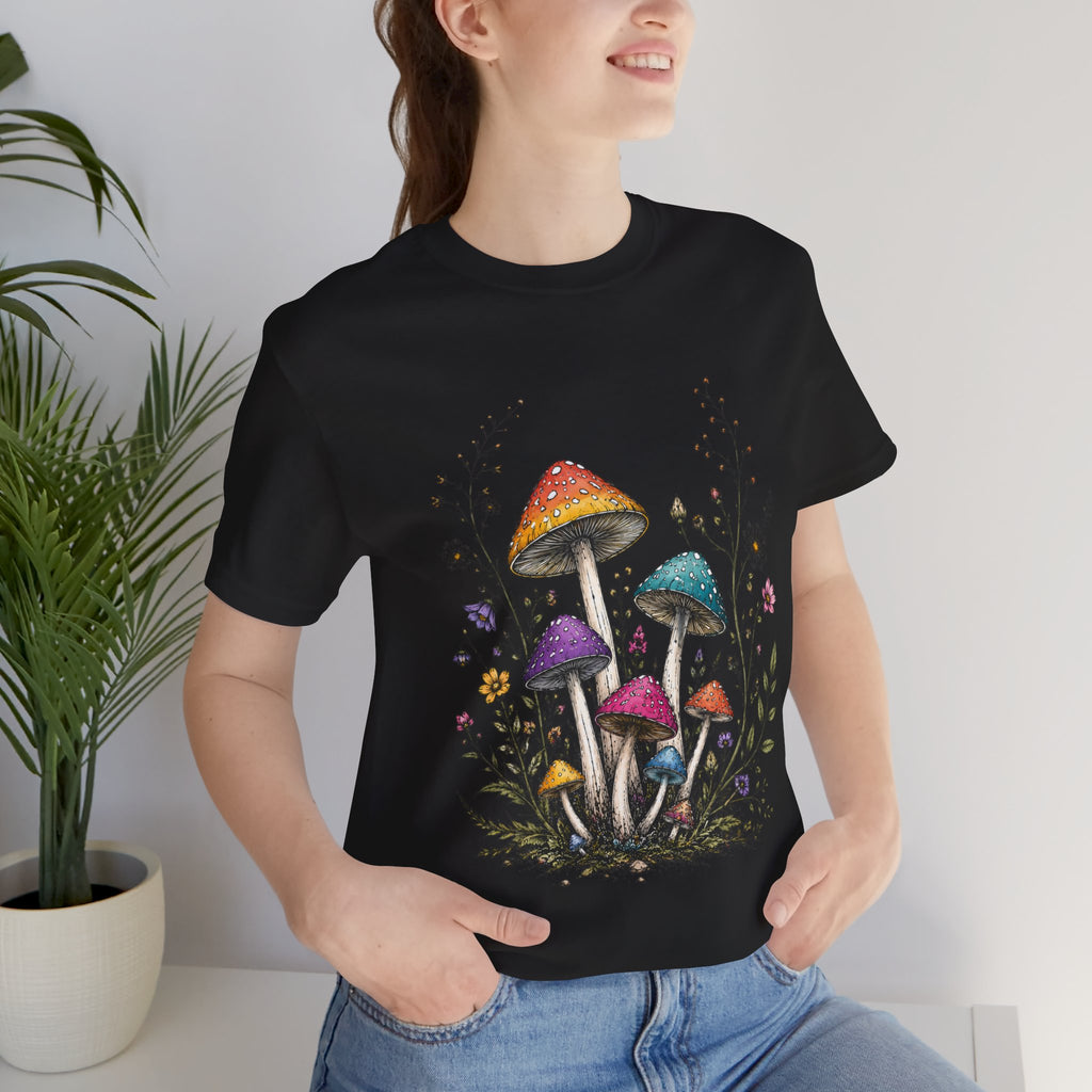 Mushroom Garden Tee — Colorful Forest Fungi Graphic T-Shirt