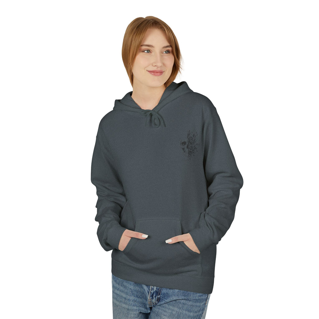 Skull & Roses Hoodie — Floral Half-Skull Graphic Pullover