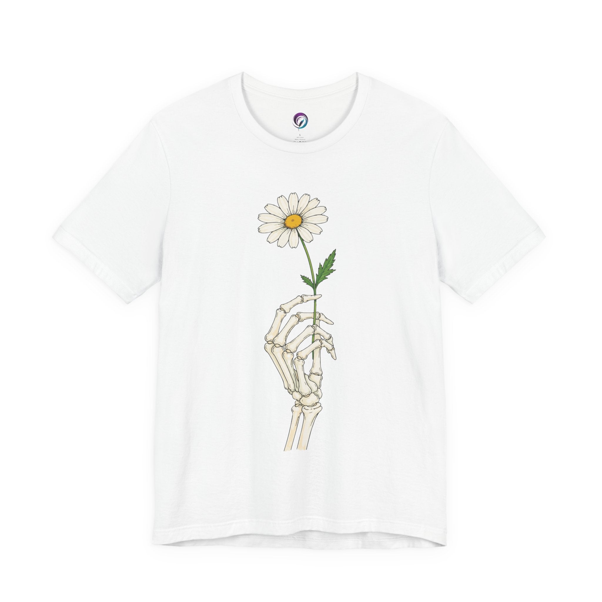 Skeleton Hand Daisy T‑Shirt — Gothic Floral Tee for Casual & Festival Wear